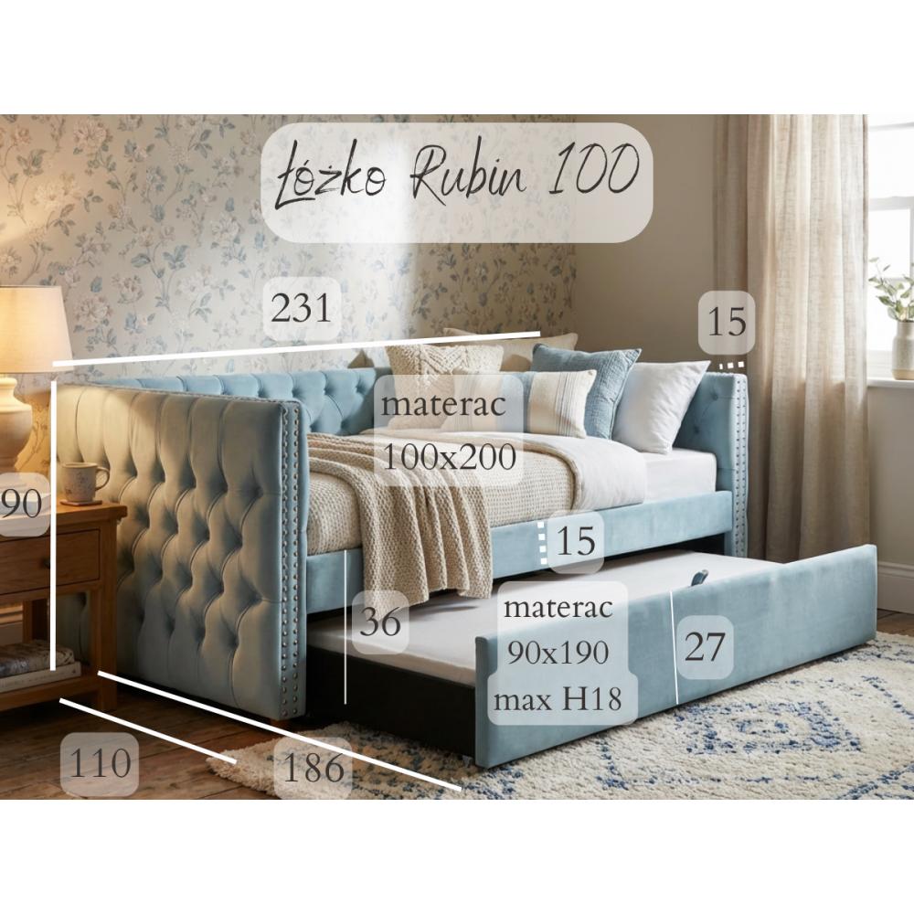 Łóżko Rubin 100 – funkcjonalność w ciepłym, rustykalnym wydaniu