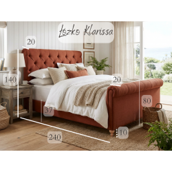 Łóżko Klarissa len 100% – rzemieślniczy urok w kolorze rdzy