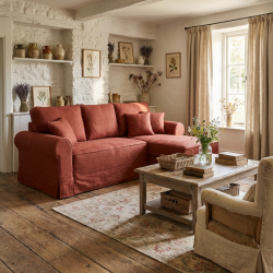 Sofa Flower – rustykalny urok i lniana naturalność