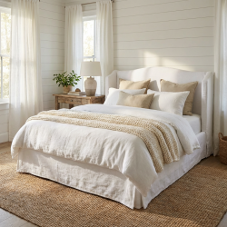 Ofelia łóżko ze ściąganym lnianym pokrowcem