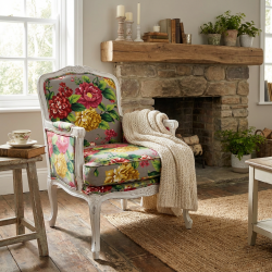 Fotel Duchessa – romantyczny ogród w stylu shabby chic