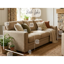 Lniana sofa dwuosobowa Lake 125 cm z naturalnym pierzem i pineskami