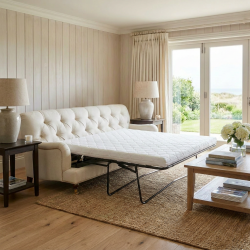 Pikowana sofa rozkładana Duerto 200 cm z funkcją spania w stylu angielskim