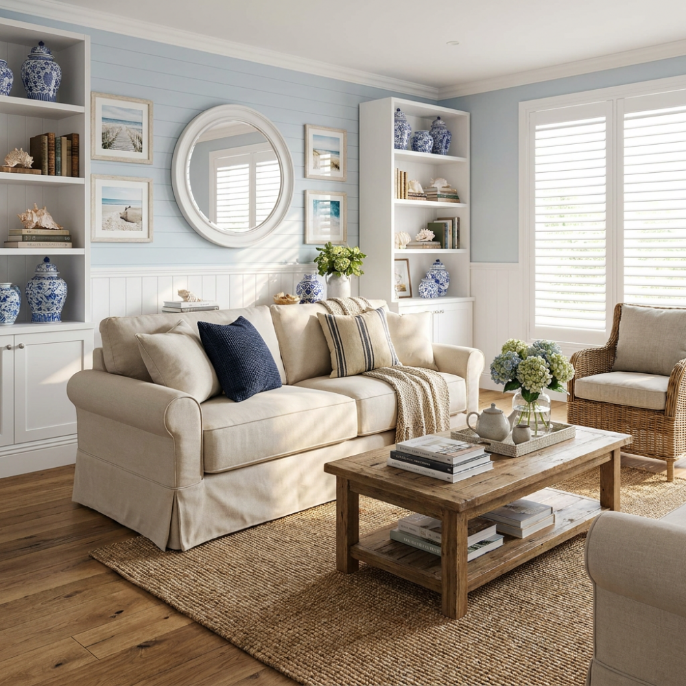 Trzyosobowa sofa Hilton 215 cm z włoską funkcją spania w stylu Hamptons
