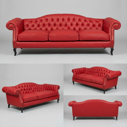 Ekskluzywna sofa skórzana Archibald 250 cm – pikowana sofa chesterfield z naturalnej skóry