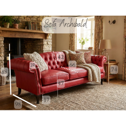 Ekskluzywna sofa skórzana Archibald 250 cm – pikowana sofa chesterfield z naturalnej skóry