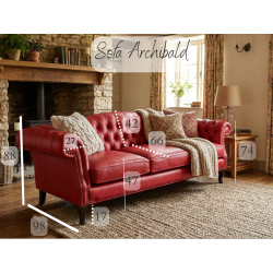 Ekskluzywny fotel z naturalnej skóry Archibald – pikowany fotel klubowy chesterfield koniak
