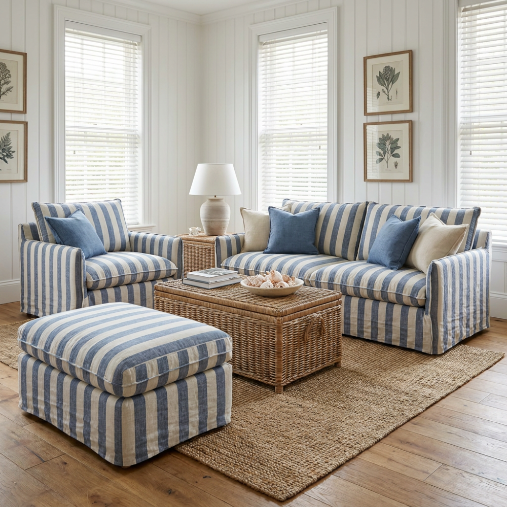 Klasyczna sofa rozkładana Como 160 z włoską funkcją spania z naturalnej bawełny kremowa