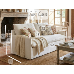 Lniana dwuosobowa sofa rozkładana Como 160 cm z włoską funkcją spania w błękitne pasy