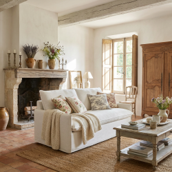 Klasyczna sofa rozkładana Como z włoską funkcją spania z naturalnej bawełny kremowa Klasyczna sofa rozkładana Como z włoską funkcją spania z naturalnej bawełny kremowa
