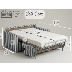 Sofa Como 200 cm z włoską funkcją spania – 100% biały len, nadmorski luksus i bezkompromisowy komfort snu