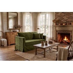 Sofa Vesper 135 cm ściągany pokrowiec oliwkowy welur | meblefox.com
