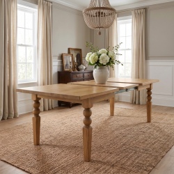 Rozkładany stół dębowy Margo 90x180 (+ 2x40 cm) – toczone nogi Farmhouse