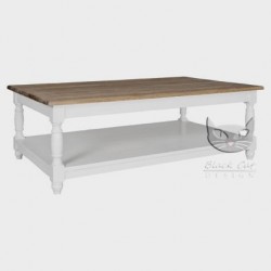 Stolik NO.04 - biały stolik z dębowym blatem