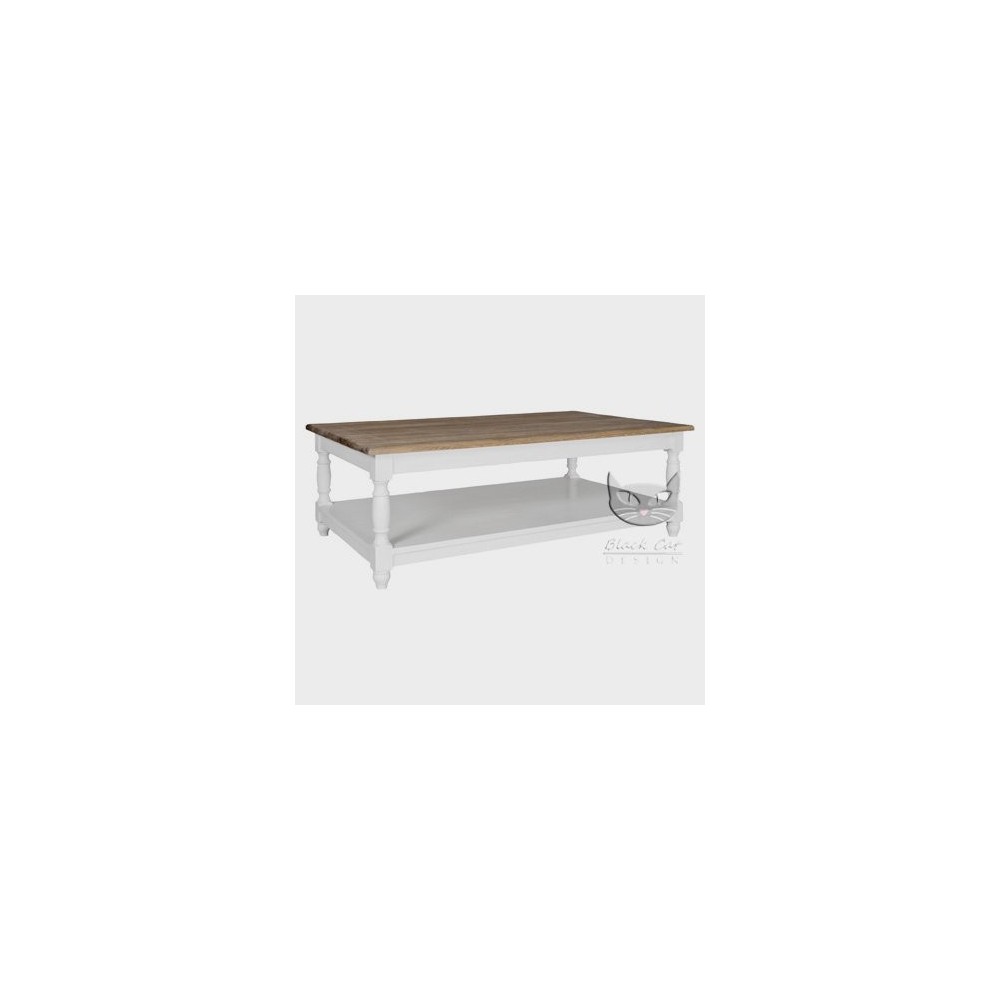 Stolik NO.04 - biały stolik z dębowym blatem