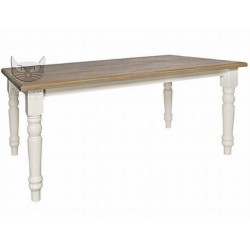 Stół Sevilla 140x90 - biały stół z blatem z drewna dębowego