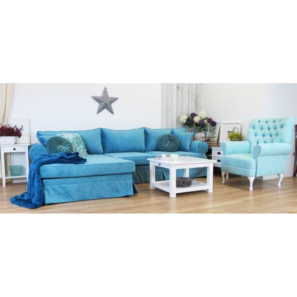 Niebieski pluszowy narożnik Castello Niebieski pluszowy narożnik Castello