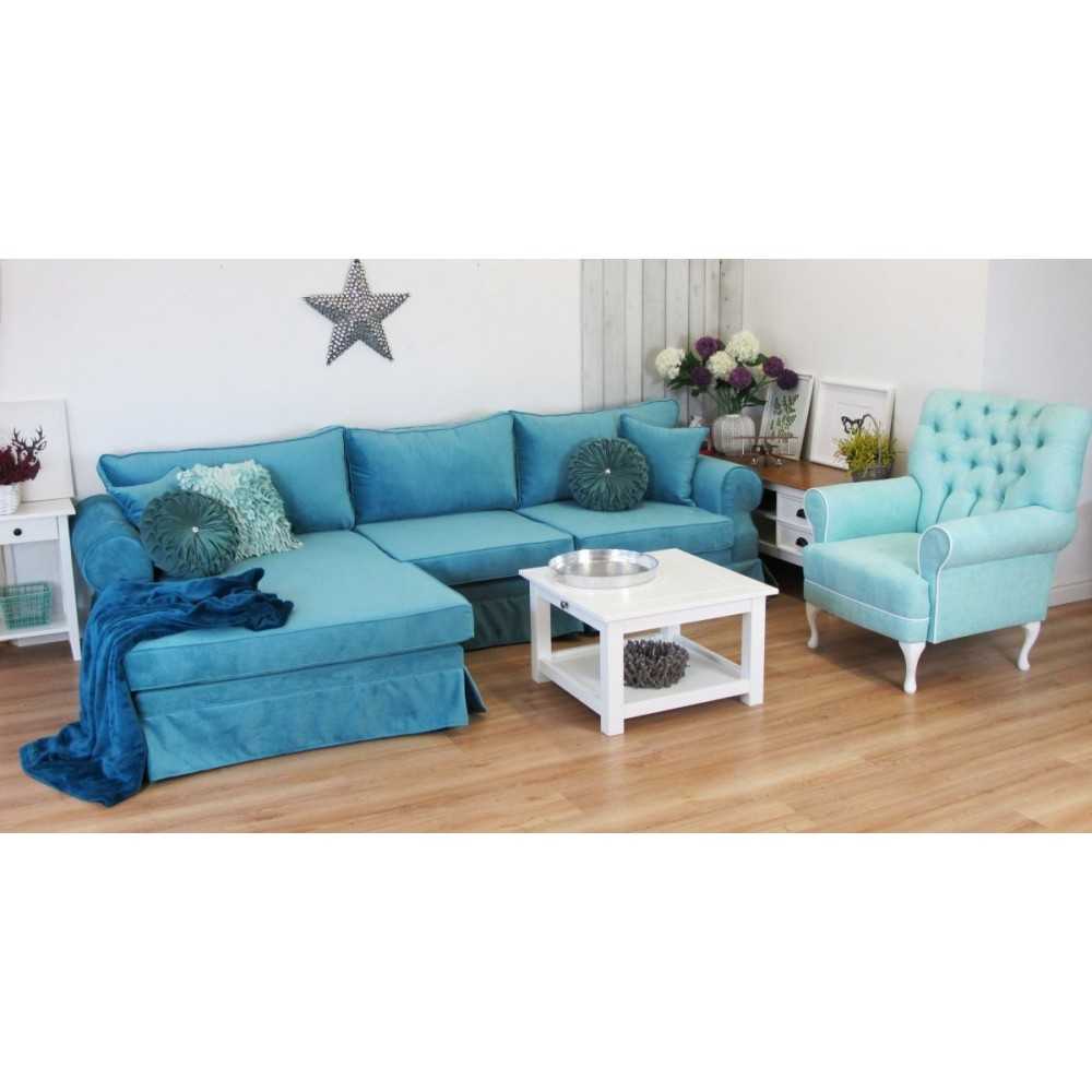 Klasyczny niebieskie narożnik w pluszowej tkaninie Castello Klasyczny niebieskie narożnik w pluszowej tkaninie Castello