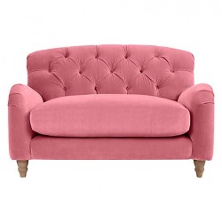 Mała różowa sofa w stylu chesterfield Rio