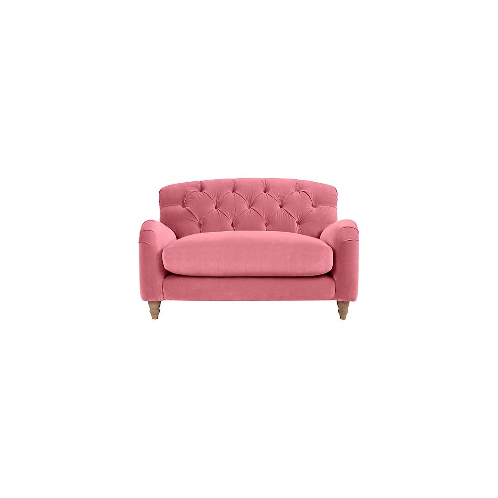 Mała różowa sofa w stylu chesterfield Rio